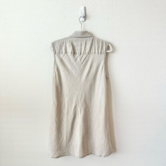 FLAX Skyline Sleeveless Linen Blouse in in Natural Handkerchief Size Medium - Picture 4 of 8